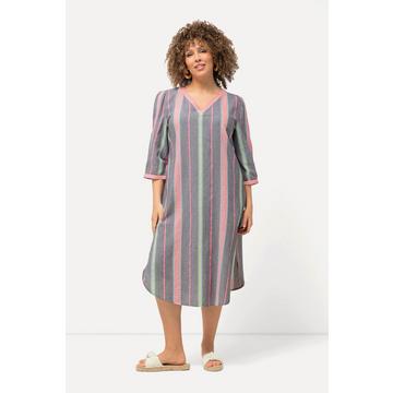 Caftan oversized à rayures, encolure en V et manches 3/4