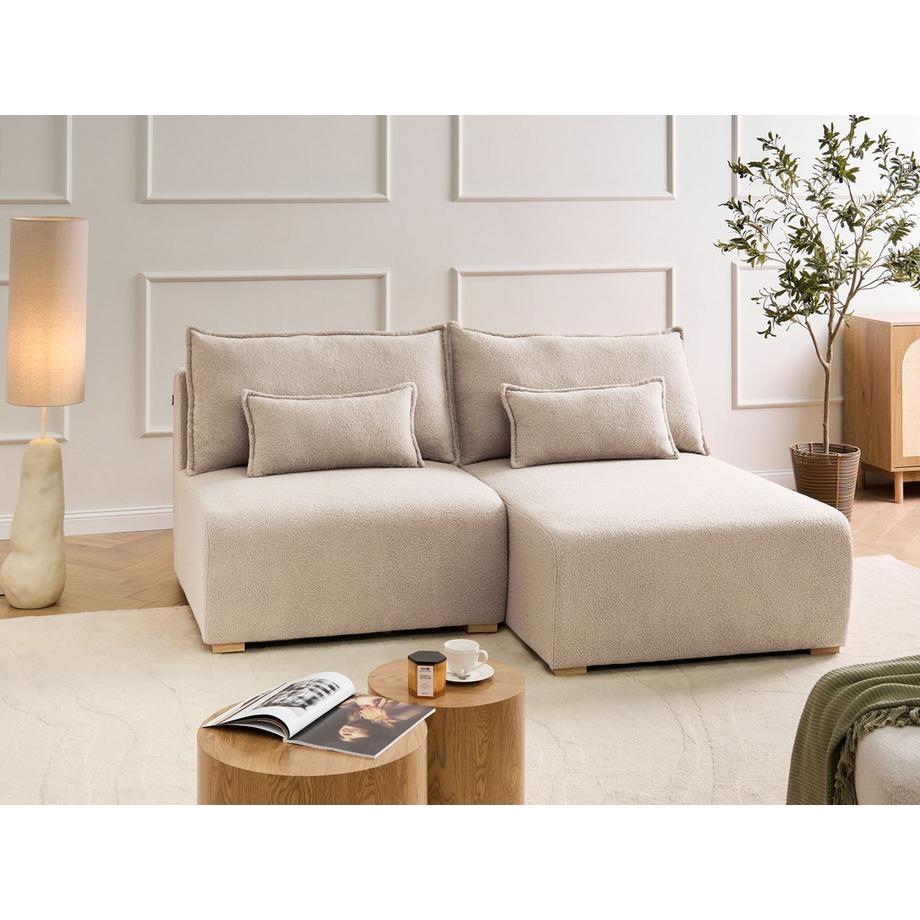 Beliani Canapé d'angle gauche en Bouclé Minimaliste NERBO  