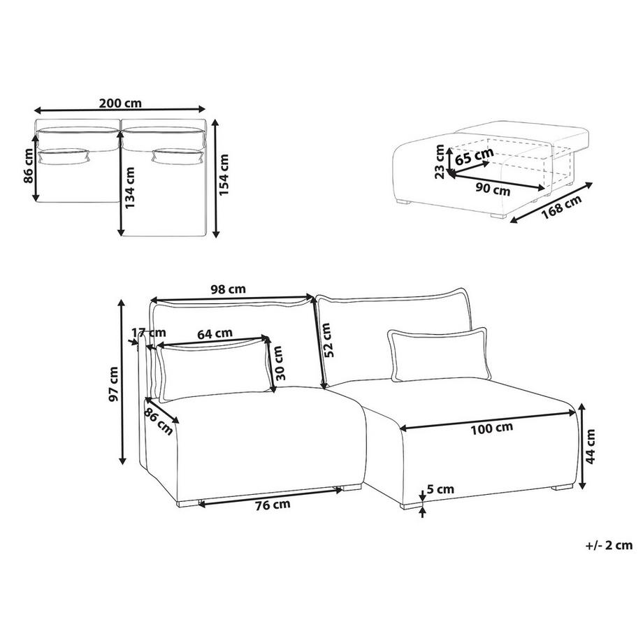 Beliani Canapé d'angle gauche en Bouclé Minimaliste NERBO  
