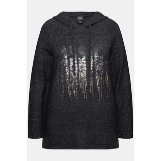 Ulla Popken Strick A-Linie Pailletten Hoodie Langarm  