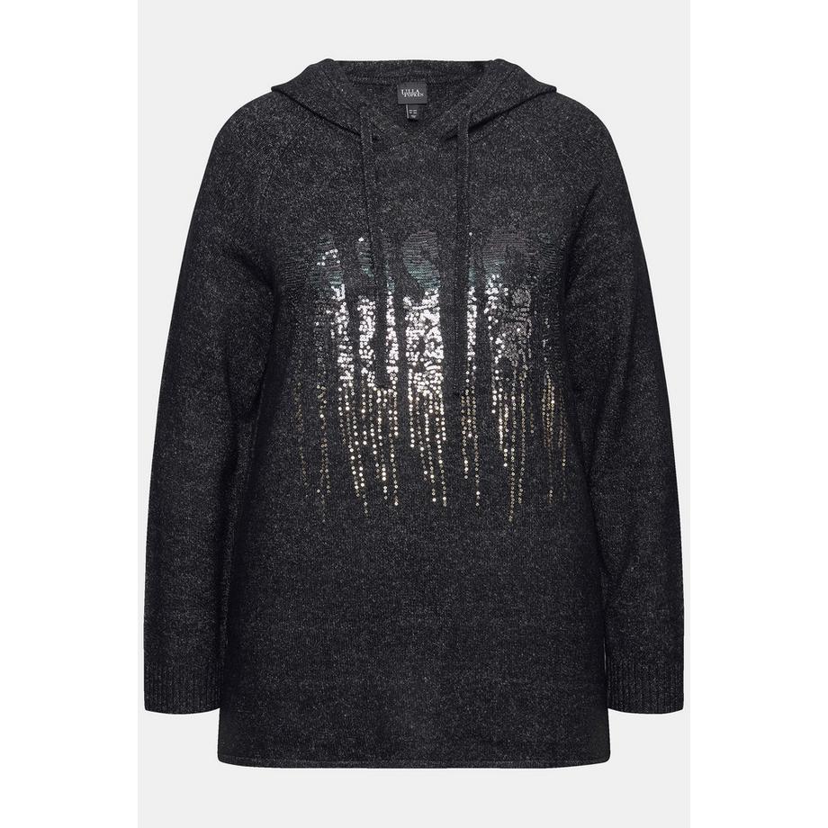 Ulla Popken Sweat-shirt en maille A-ligne à paillettes manches longues  