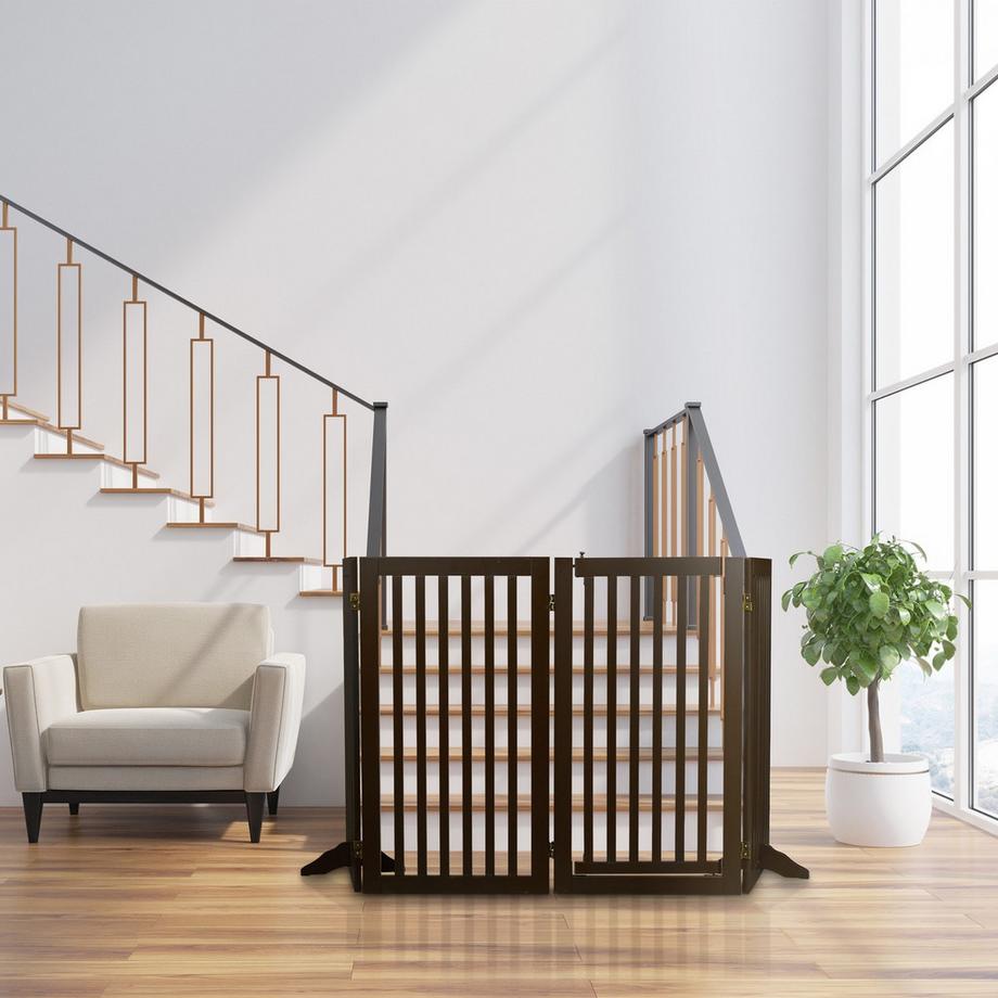 Northix  Cancello di sicurezza marrone con porta da 92 cm 