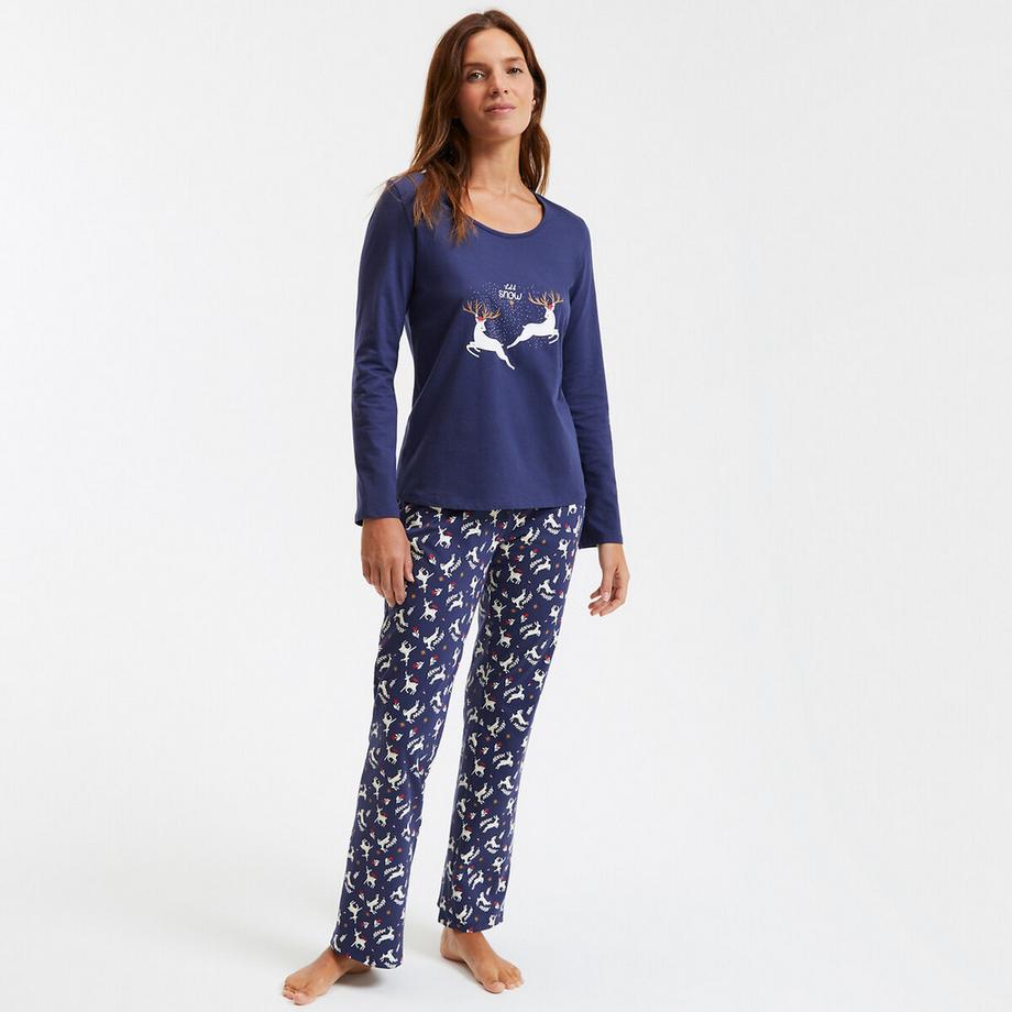 SO'HOME Rentier Print Langarm Pyjama Set  
