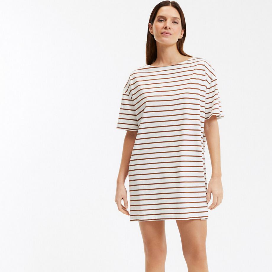 Chemise de nuit rayée en coton