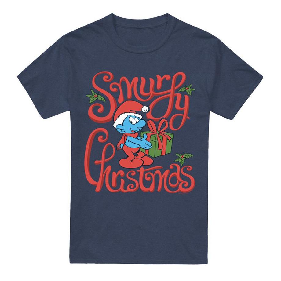 T-ShirtMotiftyle Papier Cadeau Smurfy Christmas