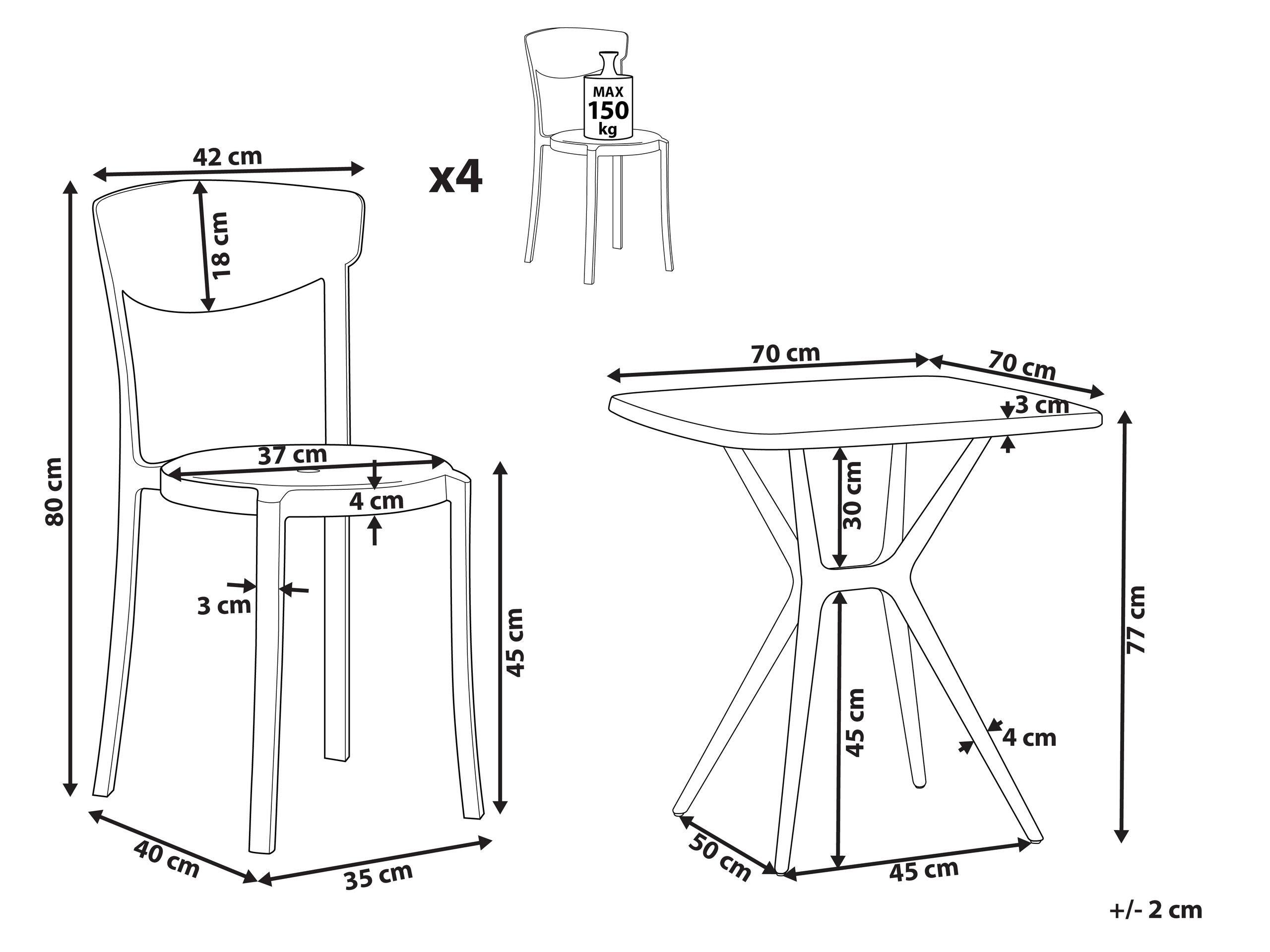 Beliani Set da pranzo per 4 persone en Materiale sintetico Moderno SERSALE/VIESTE  