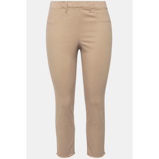 Ulla Popken  Pantalon 7/8 Sienna. Jambe étroite et ourlet frangé 