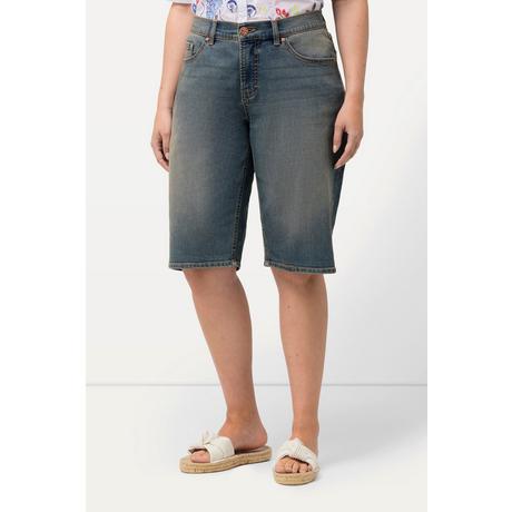 Ulla Popken  Boyfriend-Jeansbermuda, weites Bein, vorgewaschen 