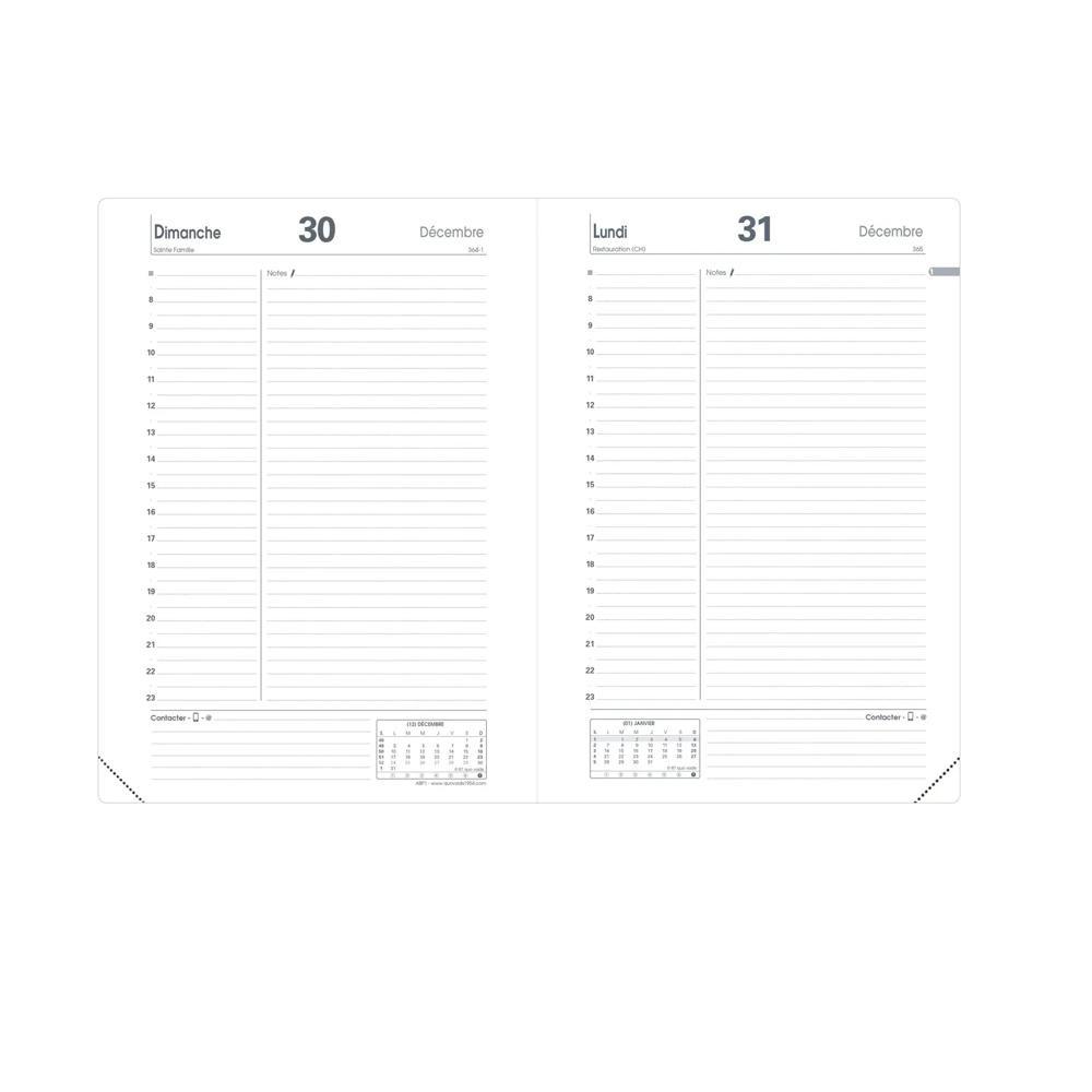 Quo Vadis Quo Vadis - Agenda - 2025 - ABP 1 - Giornaliera - Francese - Impala - Nero - 12 mesi da gennaio a dicembre - 13x21 cm - Carta Clairefontaine Bianca - Prodotto in Francia  