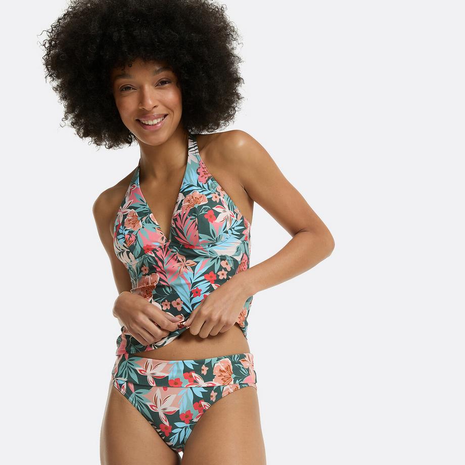 Bas de maillot de bain culotte à revers floral