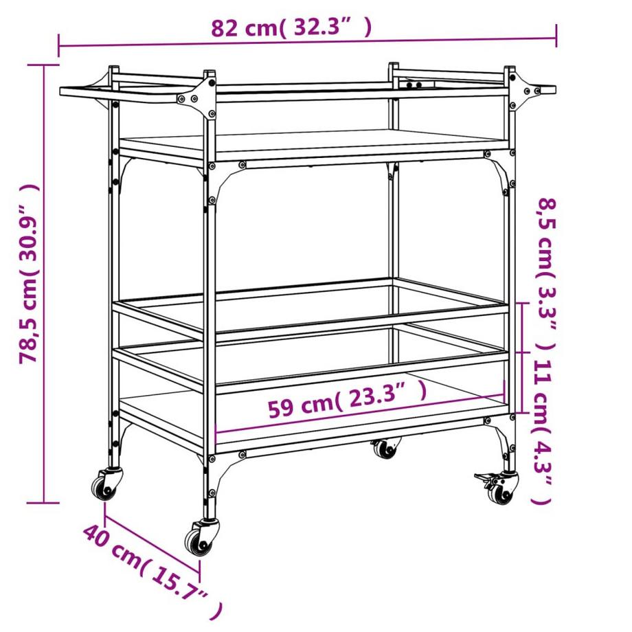 VidaXL Chariot de cuisine bois d'ingénierie  