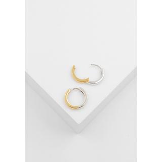 MUAU Schmuck  Creolen Bicolor Gelbgold-/Weissgold 750, 14mm 