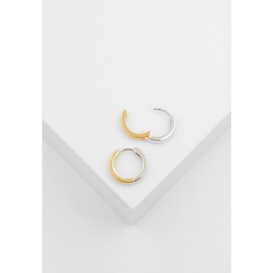 MUAU Schmuck  Créoles bicolores or jaune/or blanc 750, 14mm 