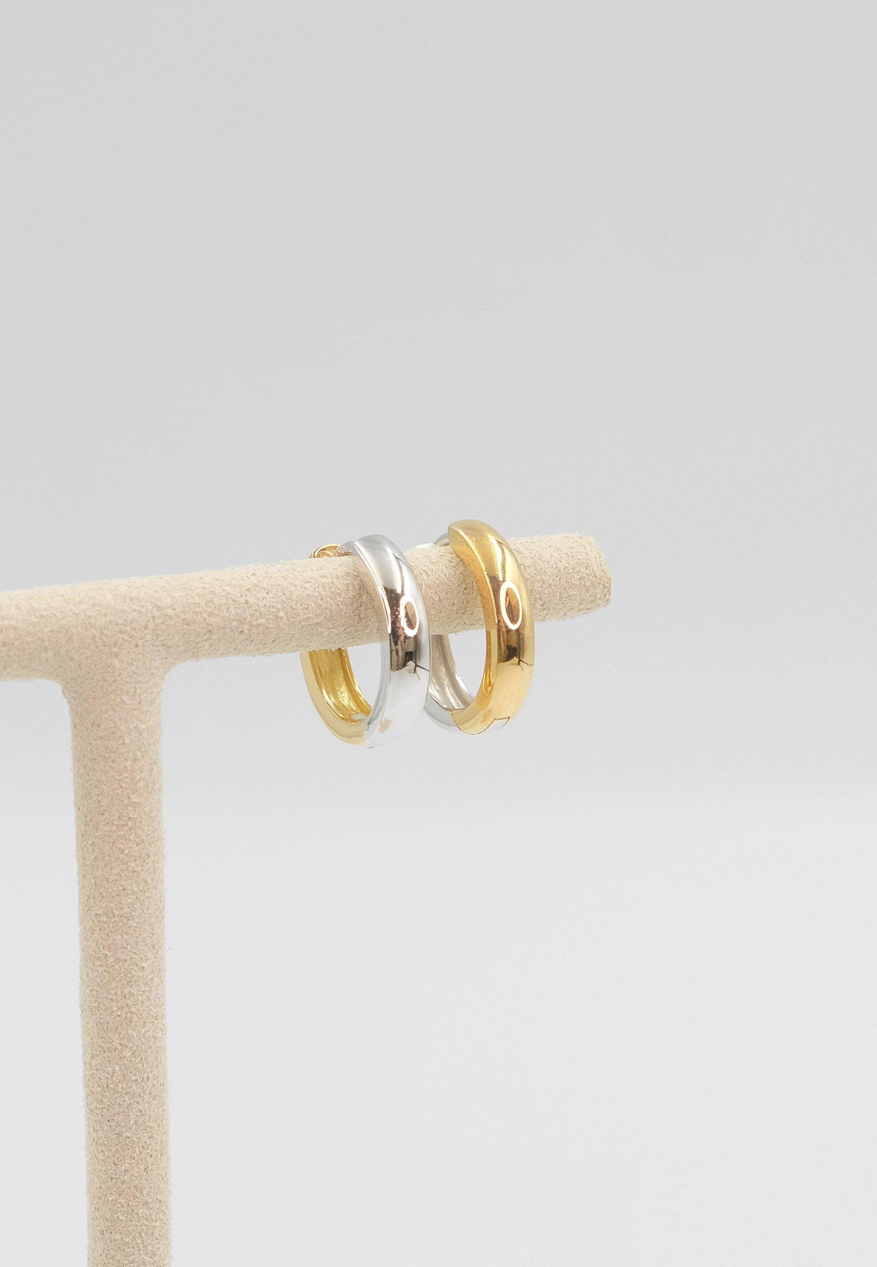 MUAU Schmuck  Creolen Bicolor Gelbgold-/Weissgold 750, 14mm 