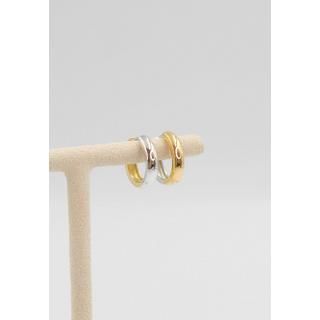 MUAU Schmuck  Creolen Bicolor Gelbgold-/Weissgold 750, 14mm 