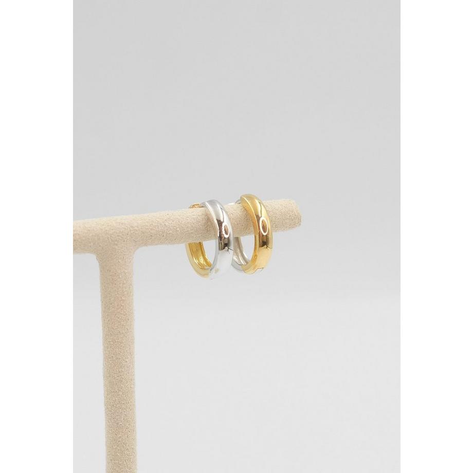 MUAU Schmuck  Créoles bicolores or jaune/or blanc 750, 14mm 