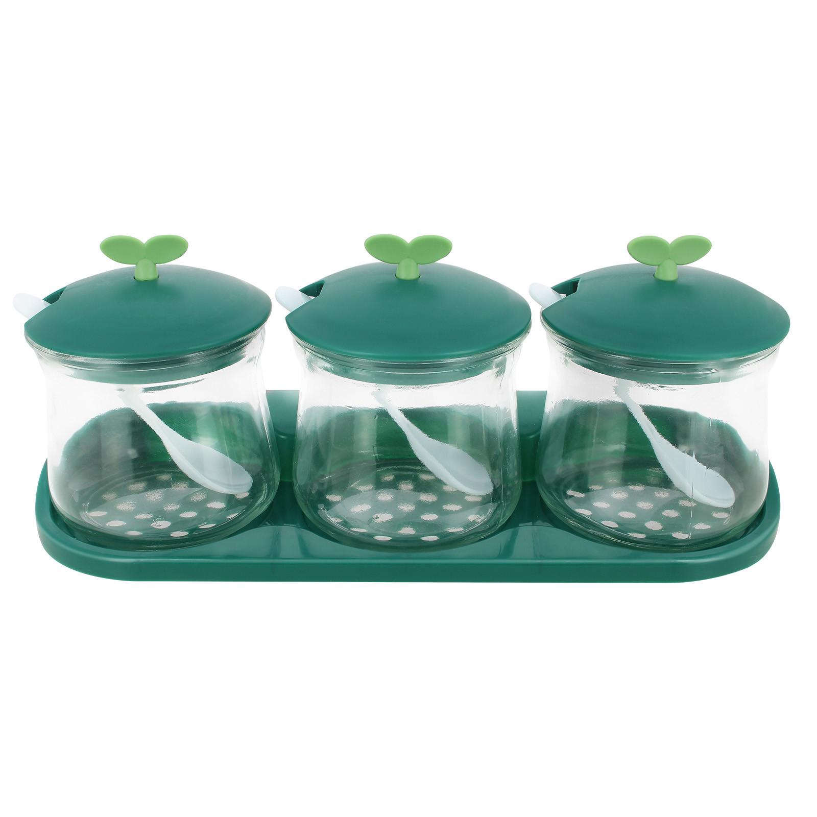 Cheffinger Set di 3 barattoli per spezie con base  