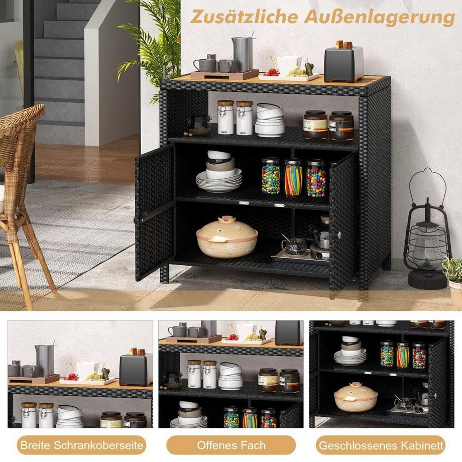 Northix Rattan-Aufbewahrungsschrank für den Außenbereich  
