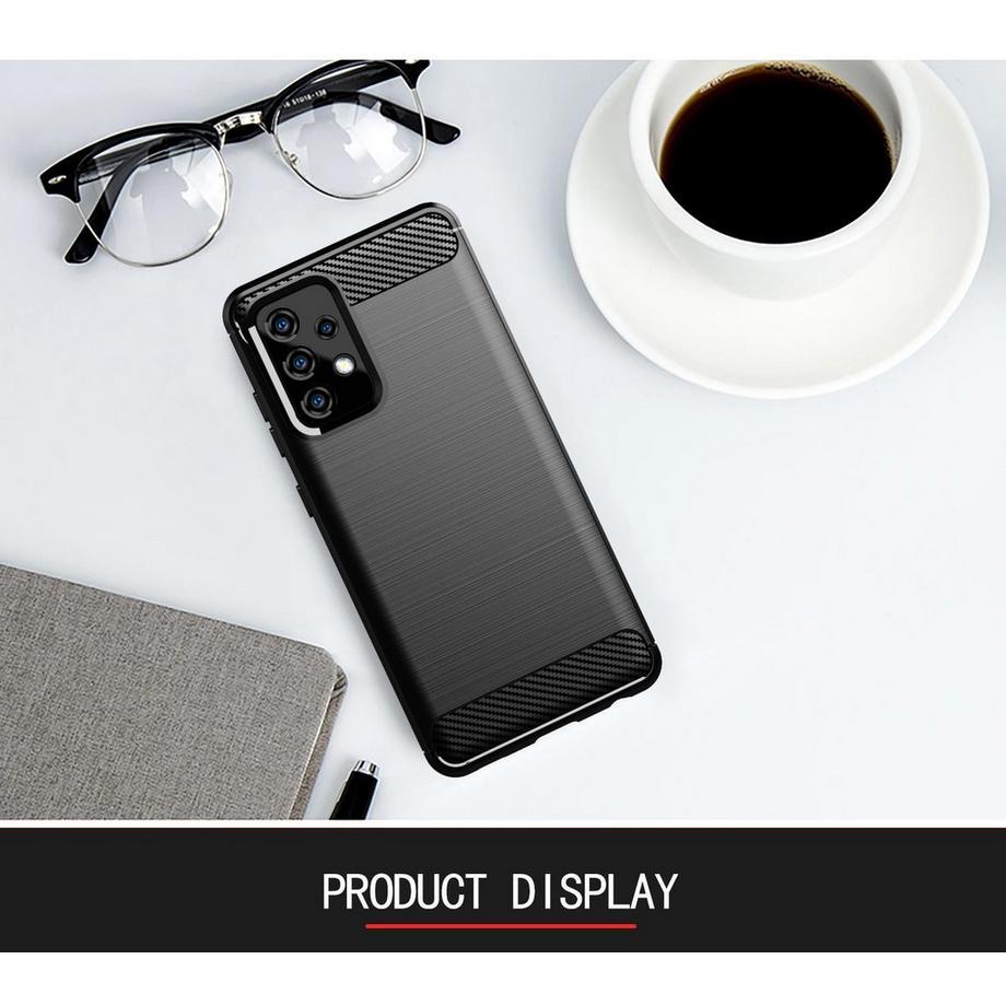 Cadorabo  Hülle für Samsung Galaxy A52 (4G  5G)  A52s TPU Silikon Edelstahl-Karbonfaser Optik 