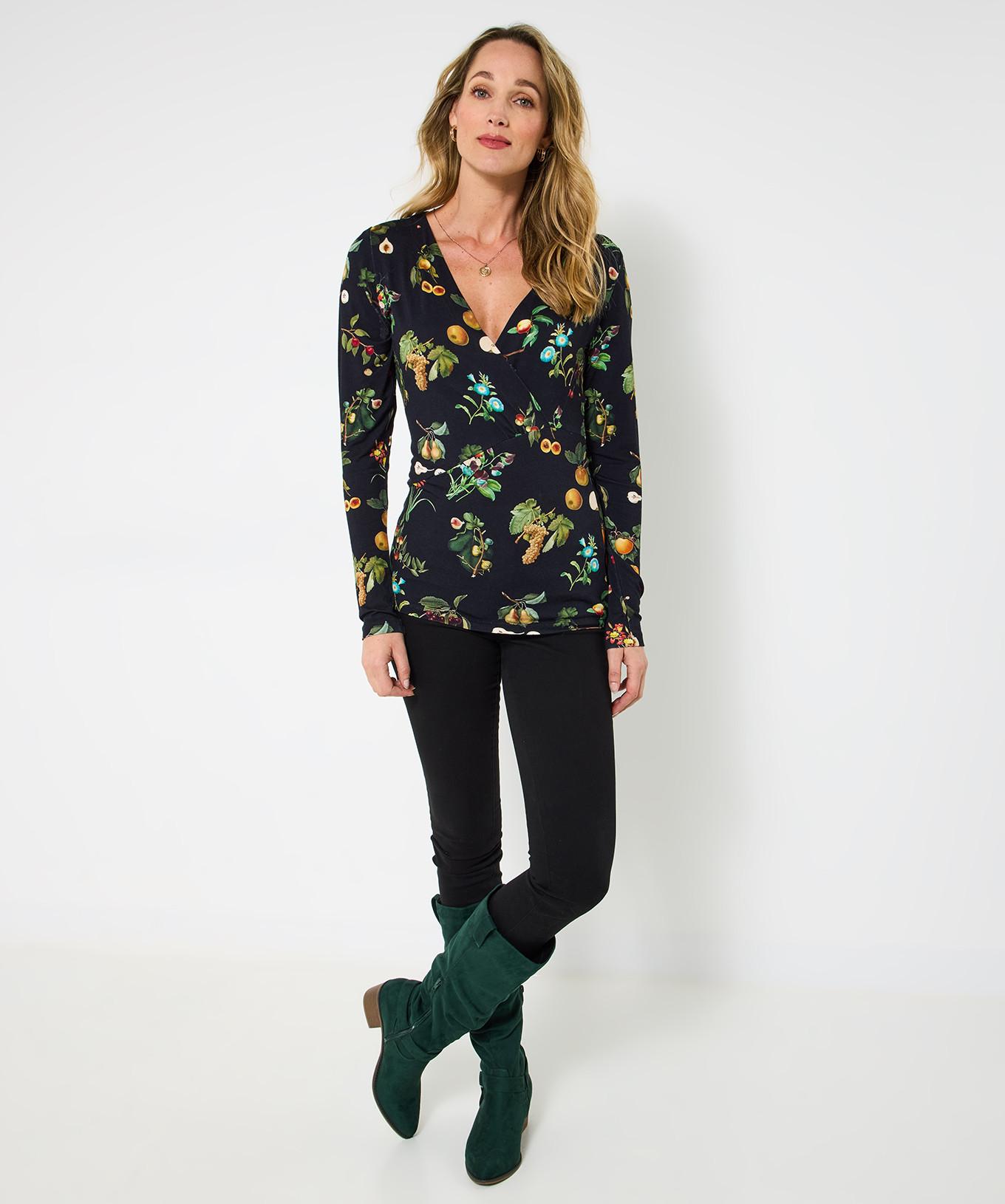 Joe Browns Top in jersey a portafoglio stampa fungo  