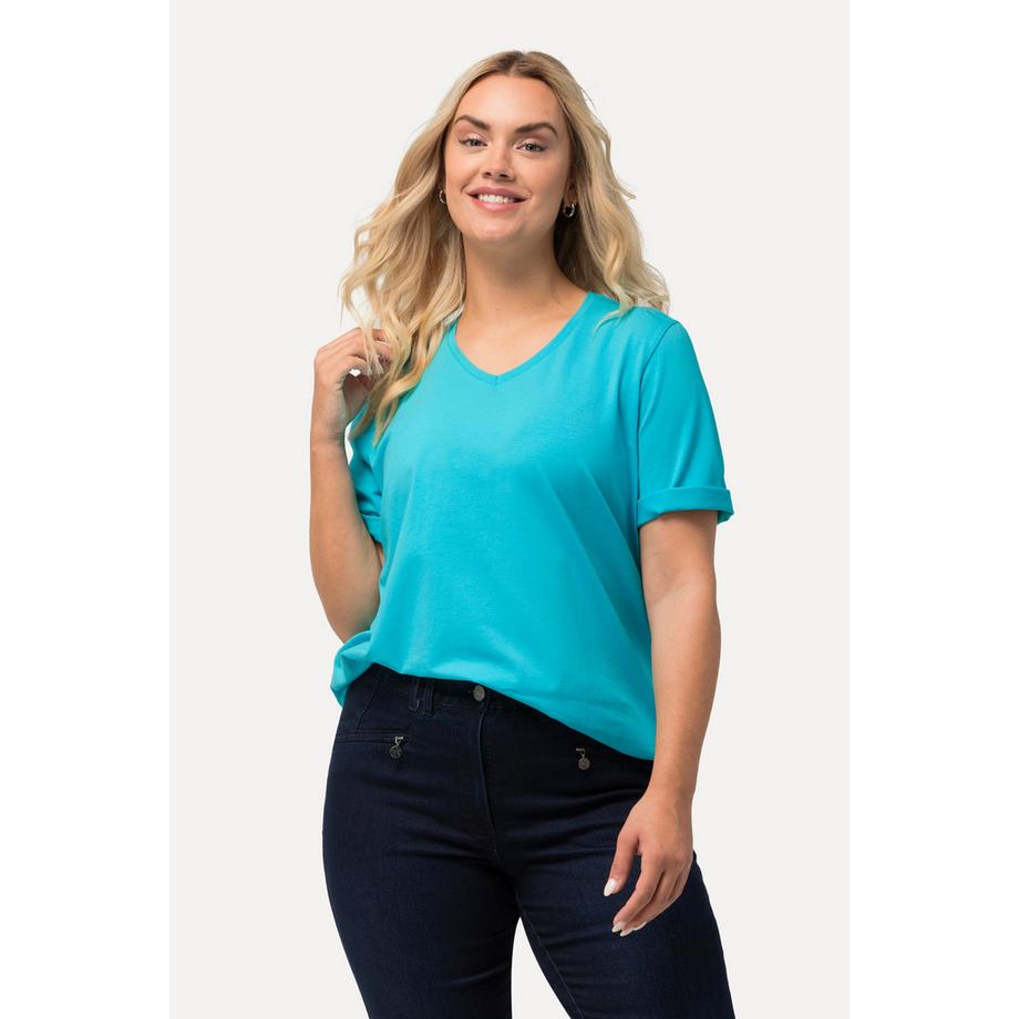 Ulla Popken A-Linie V-Ausschnitt Halbarm T-Shirt  