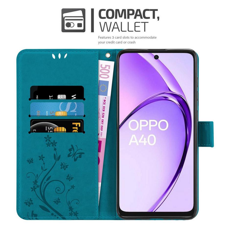 Cadorabo  Oppo A40 Hülle mit Blumen Muster 