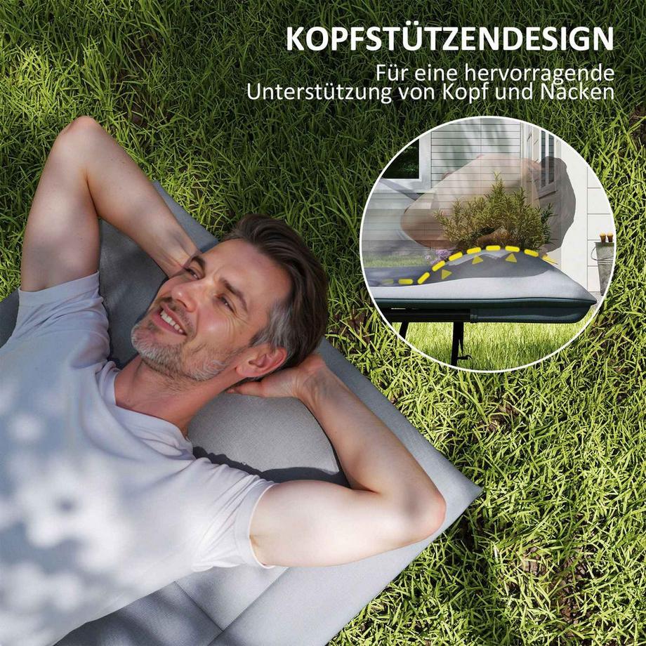 Northio  Lettino da campeggio lettino da campeggio pieghevole con materasso cuscino tasca laterale 187 x 67 x 37 cm lettino per ospiti fino a 150 kg lettino da campeggio per adulti lettino pieghevole per esterni, giardino campeggio da viaggio grigio | 