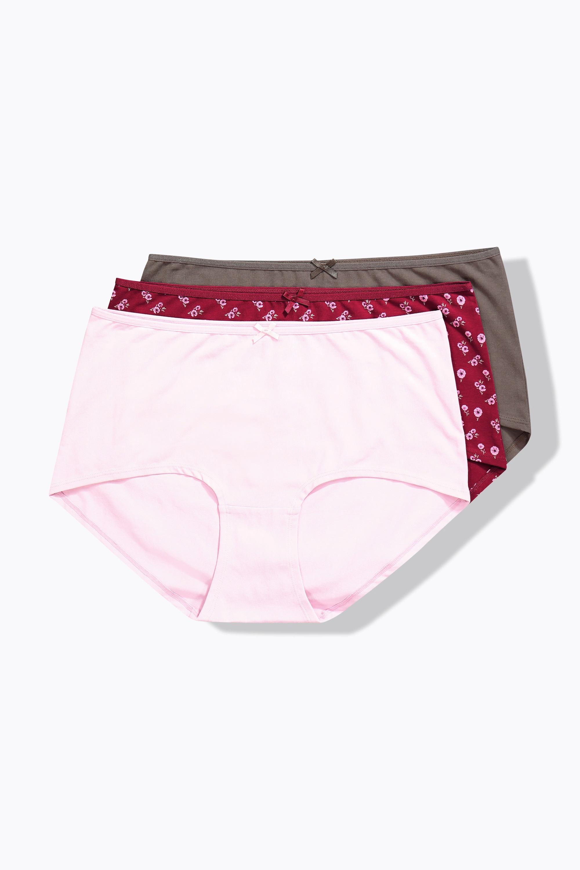 Ulla Popken Slip Hipster Confezione da 3 Fiori Tinta Unita  