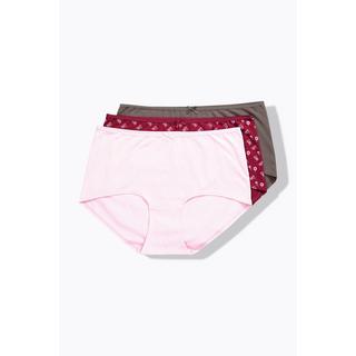 Ulla Popken Slip Hipster Confezione da 3 Fiori Tinta Unita  