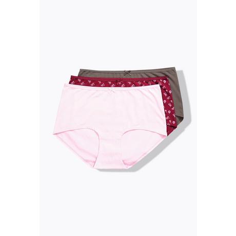Ulla Popken Slip Hipster Confezione da 3 Fiori Tinta Unita  