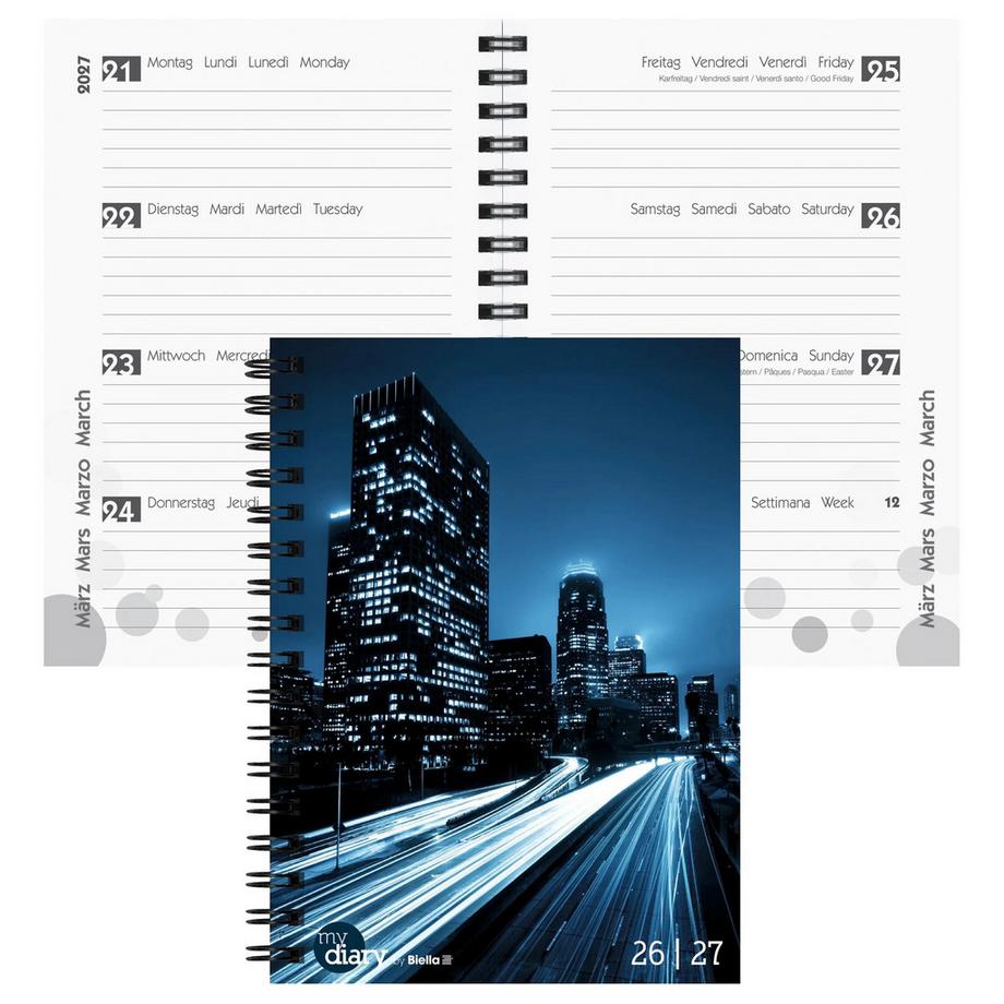 Schüleragenda mydiary Wire-O 3½ Tage pro Seite, City