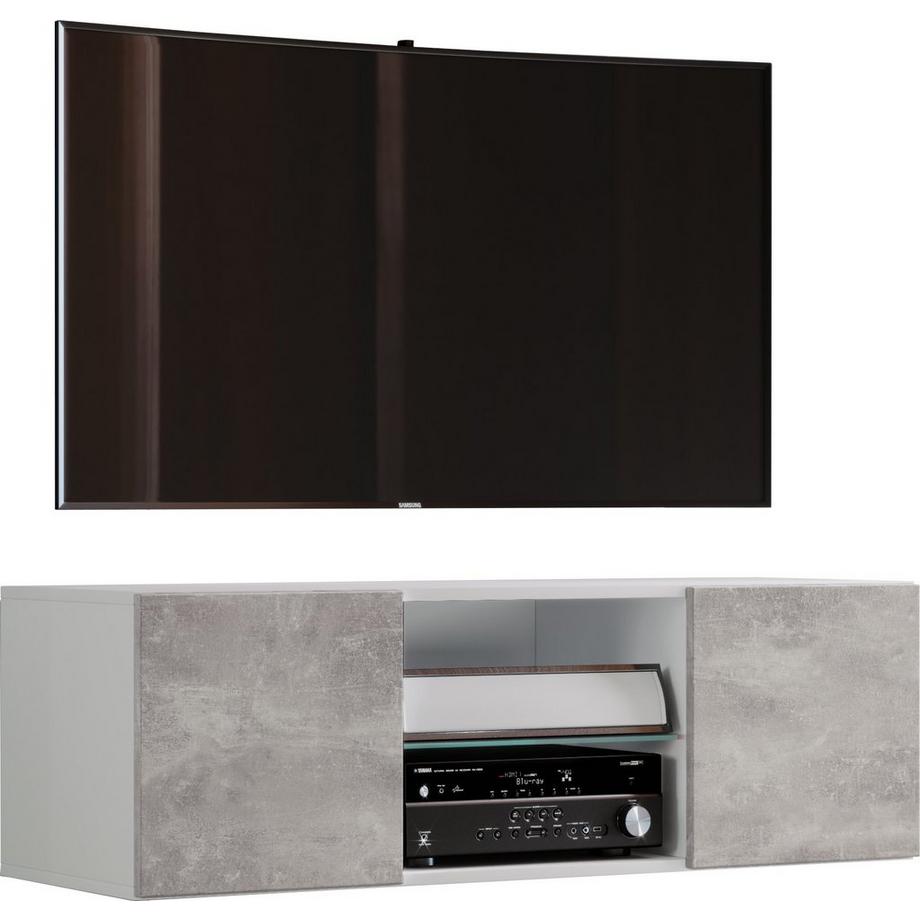 Tableau TV mural en bois Tableau bas suspendu Armoire TV suspendue Armoire murale Table Jusa