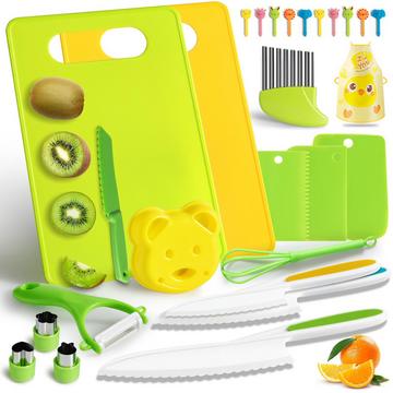 Kindermesser 27-teiliges Kindersicherheits-Kochmesserset zum Schneiden und Kochen von Obst und Gemüse