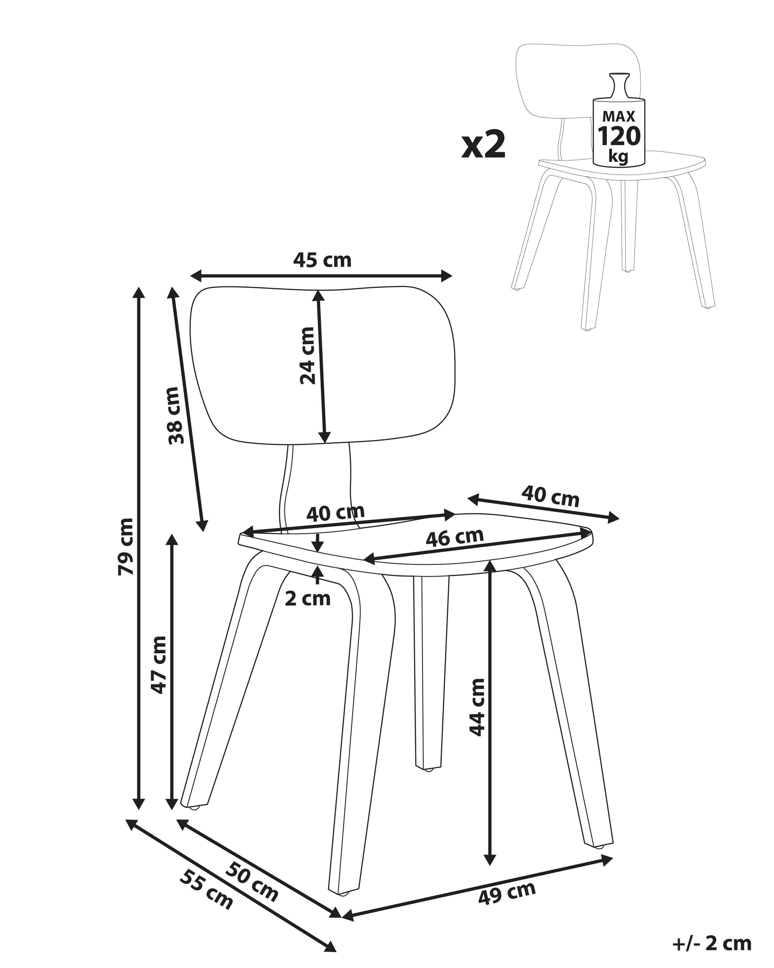 Beliani Lot de 2 chaises de salle à manger en Bouclé Traditionnel LUCINDA  