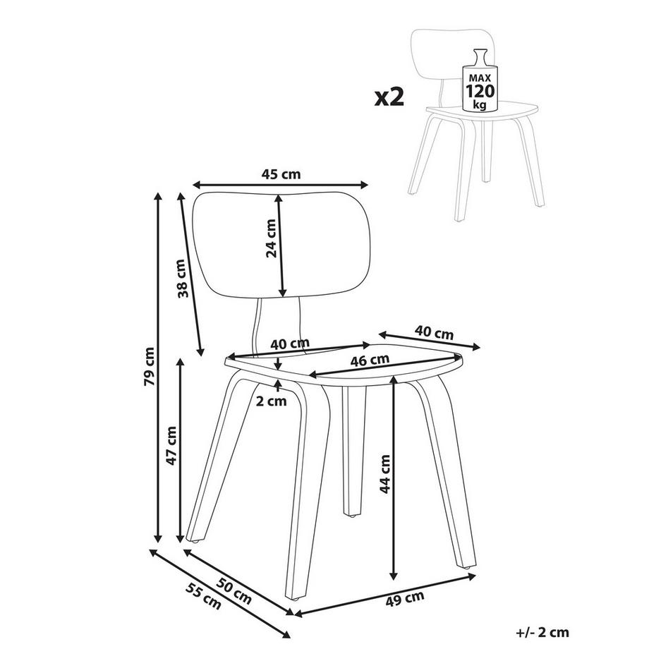 Beliani Set di 2 sedie da pranzo en Bouclé Classico LUCINDA  