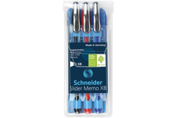 Schneider SCHNEIDER Kugelschreiber Slider Memo XB assortiert, Etui 3 Stück  