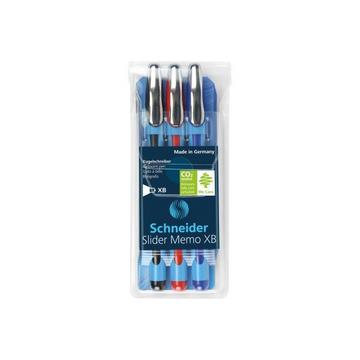 SCHNEIDER Kugelschreiber Slider Memo XB assortiert, Etui 3 Stück