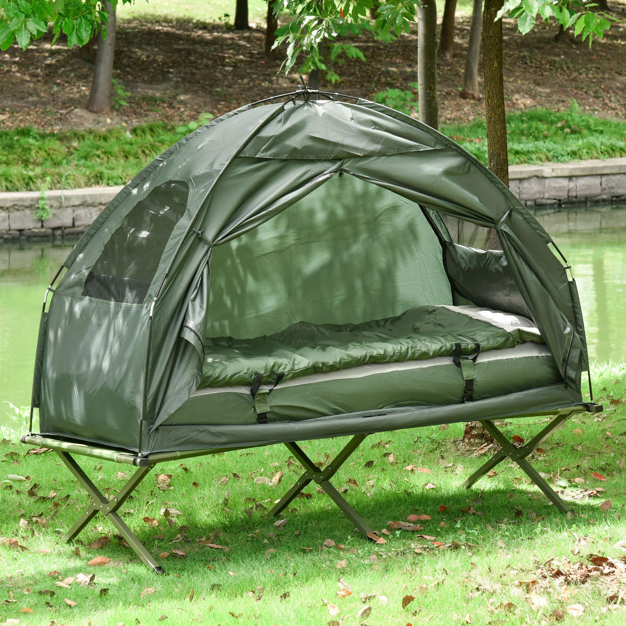 Outsunny  Lit de camp 4 en 1, ensemble de camping 