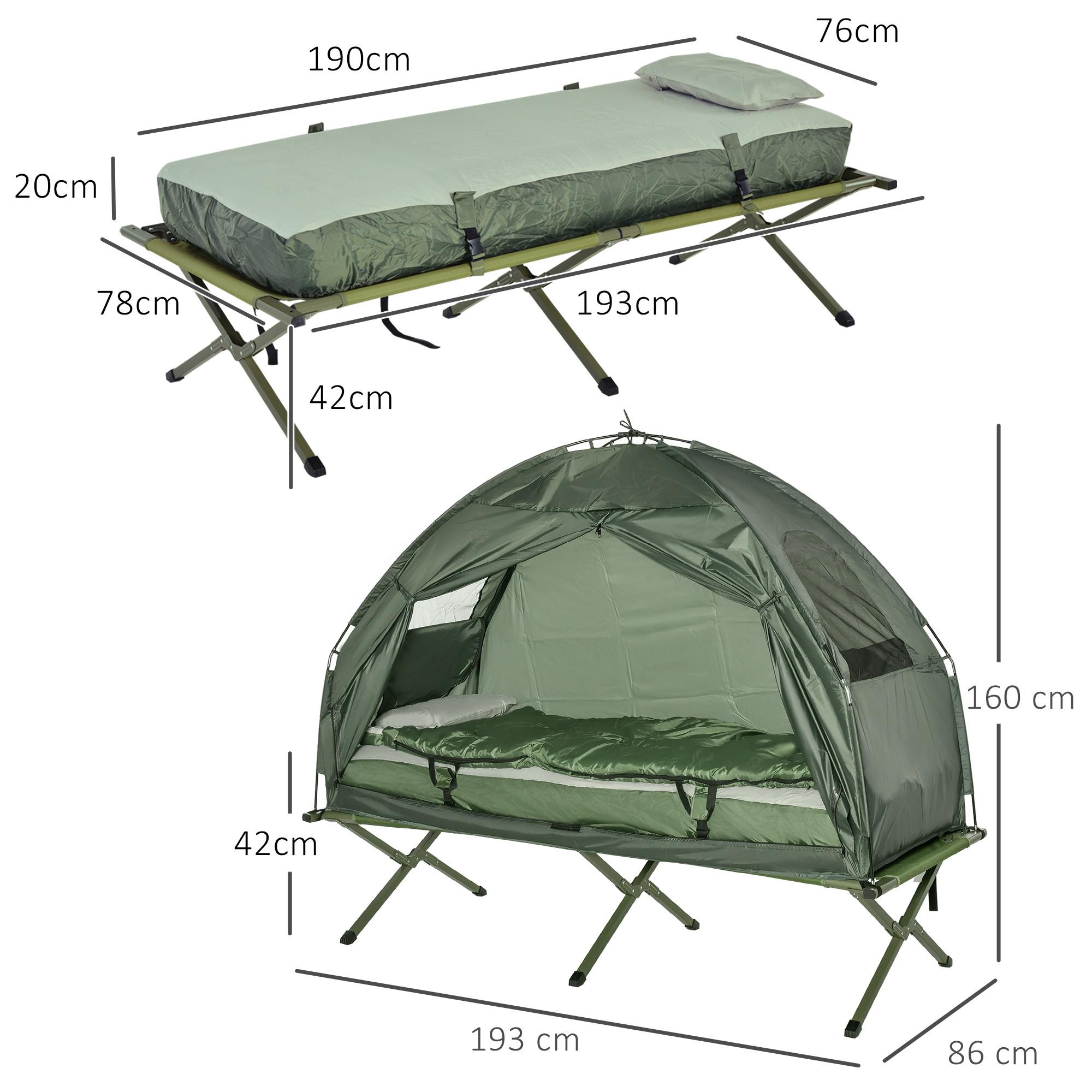 Outsunny  Lit de camp 4 en 1, ensemble de camping 