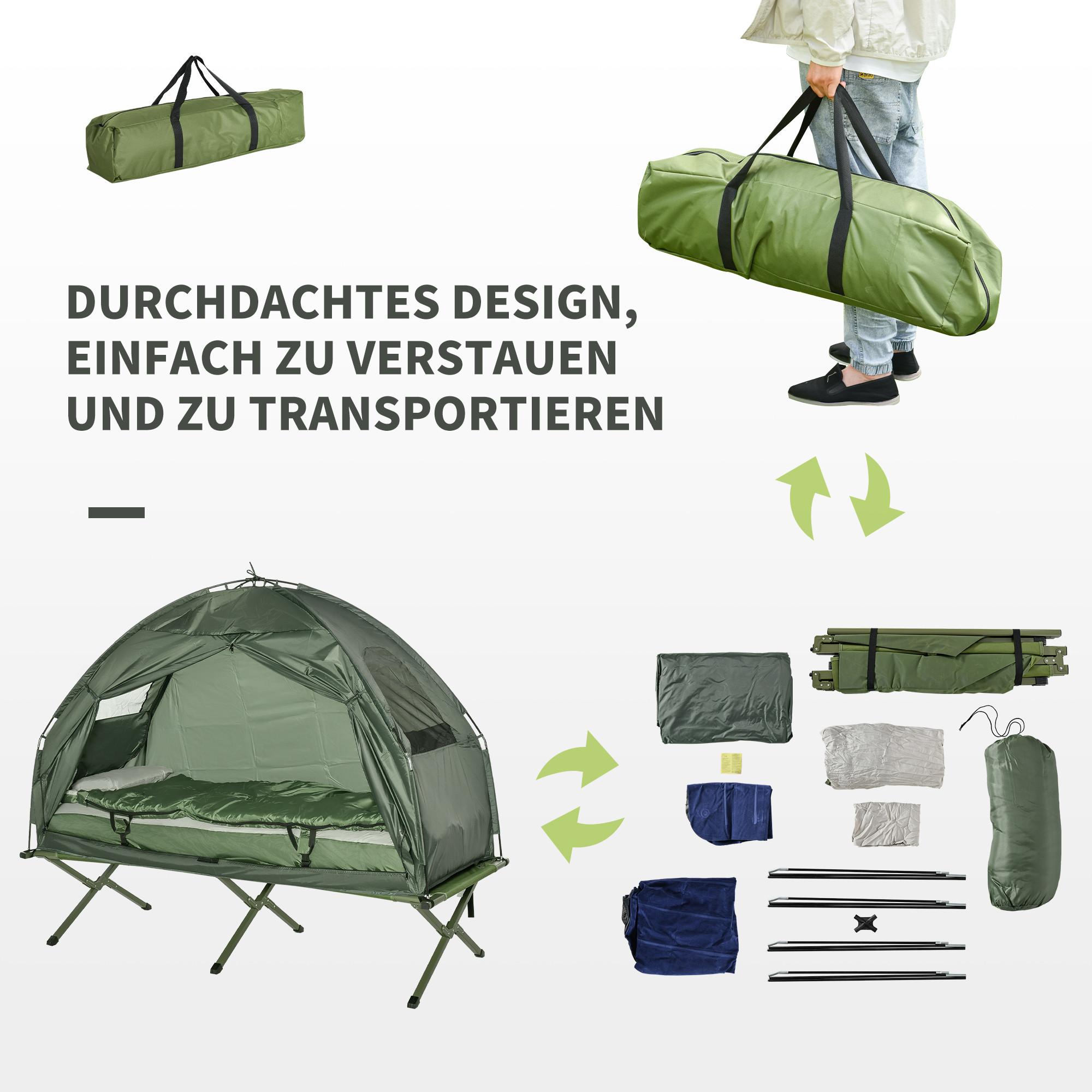 Outsunny  Lit de camp 4 en 1, ensemble de camping 