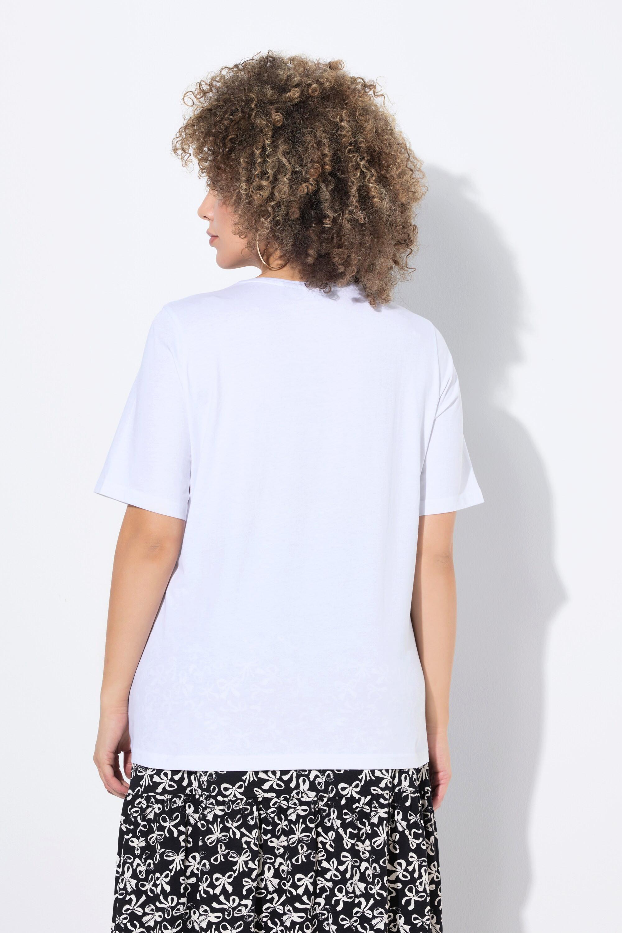 Ulla Popken T-Shirt Classica Stampa Struzzo Girocollo Mezze Maniche  