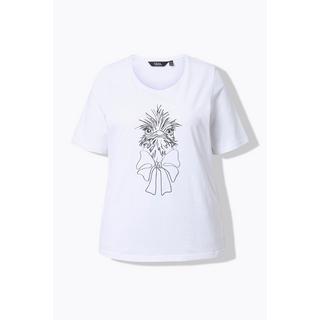 Ulla Popken T-Shirt Classica Stampa Struzzo Girocollo Mezze Maniche  