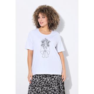 Ulla Popken T-Shirt Classica Stampa Struzzo Girocollo Mezze Maniche  