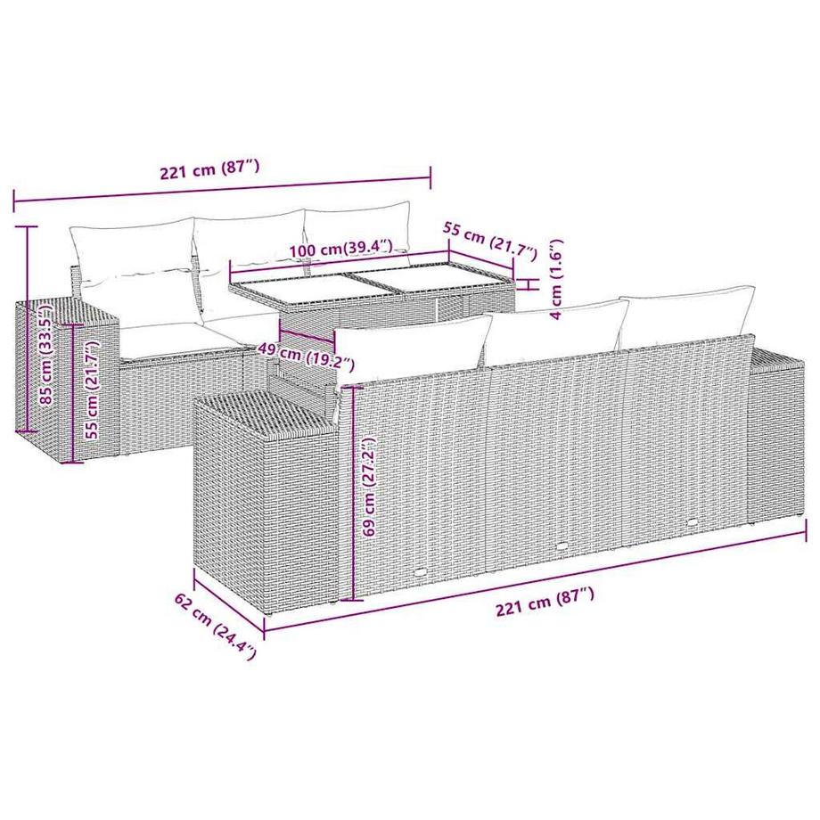 VidaXL Ensemble de canapés de jardin rotin synthétique  