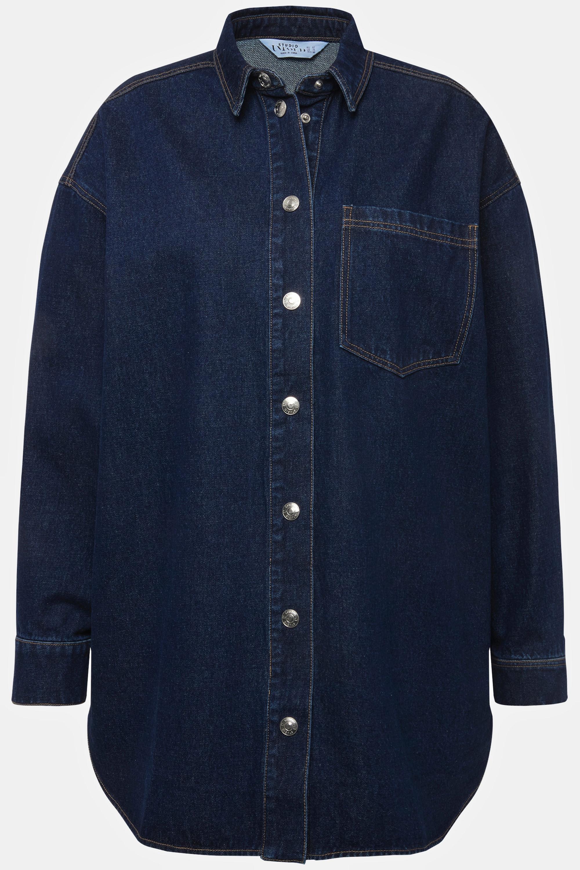 Studio Untold  Chemise en jean# oversize. Col chemise, manches longues et boutons-pression 