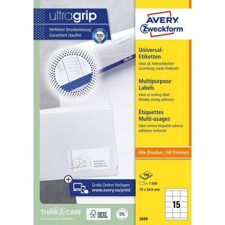 Avery-Zweckform Etichetta universale 70 x 50.8 mm Carta Bianco 1500 pz. A tenuta permanente Stampante a getto d'inc  