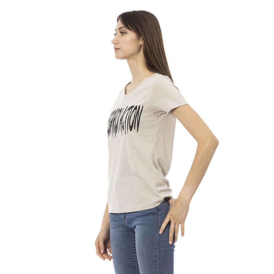 TRUSSARDI T-shirt collo a V con stampa grafica  