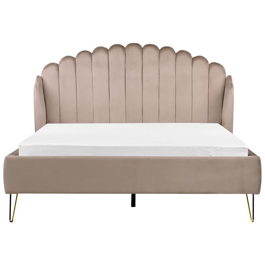 Beliani Bett mit Lattenrost aus Samtstoff  AMBILLOU  