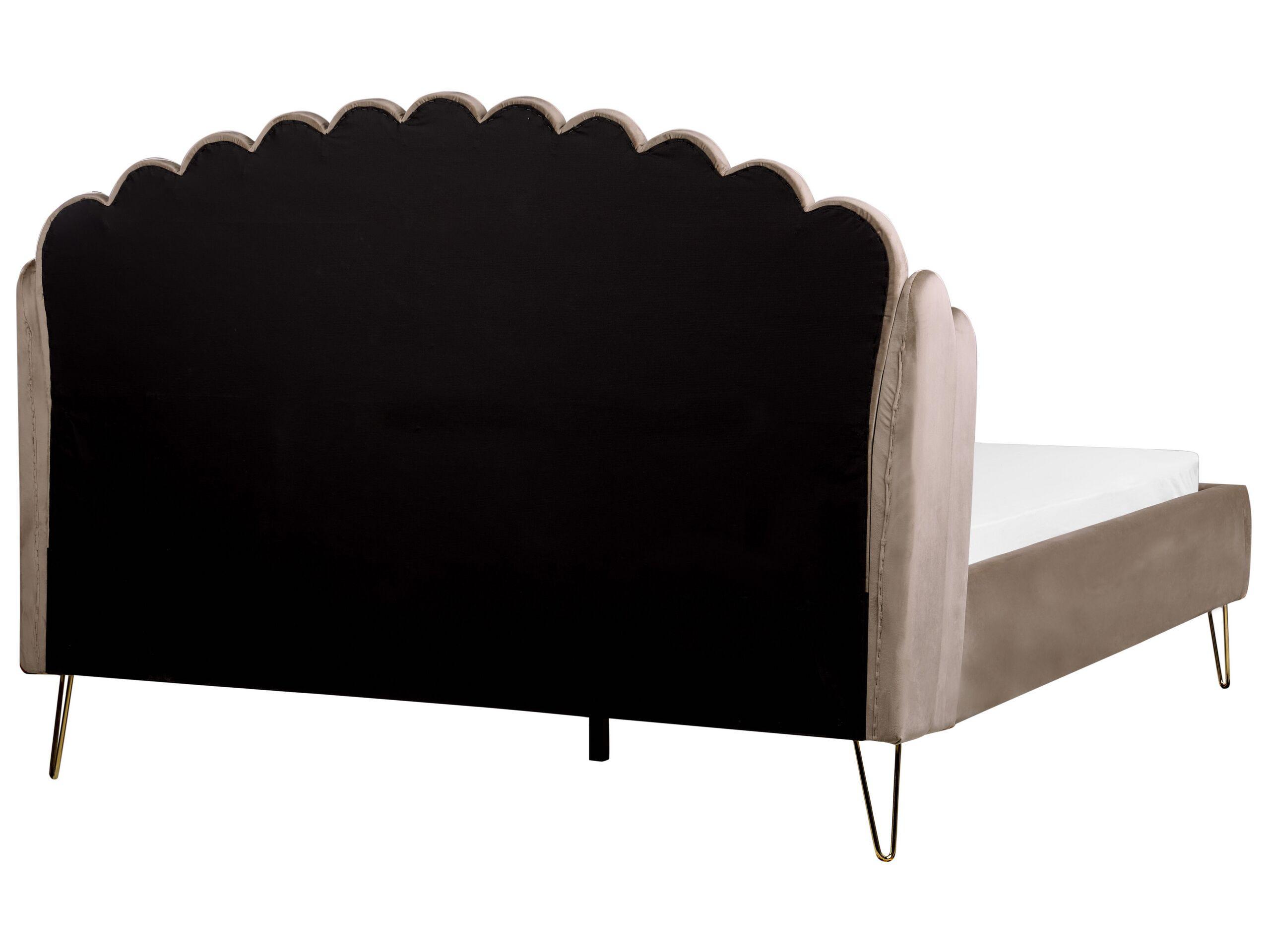 Beliani Lit avec sommier en Velours Rétro AMBILLOU  