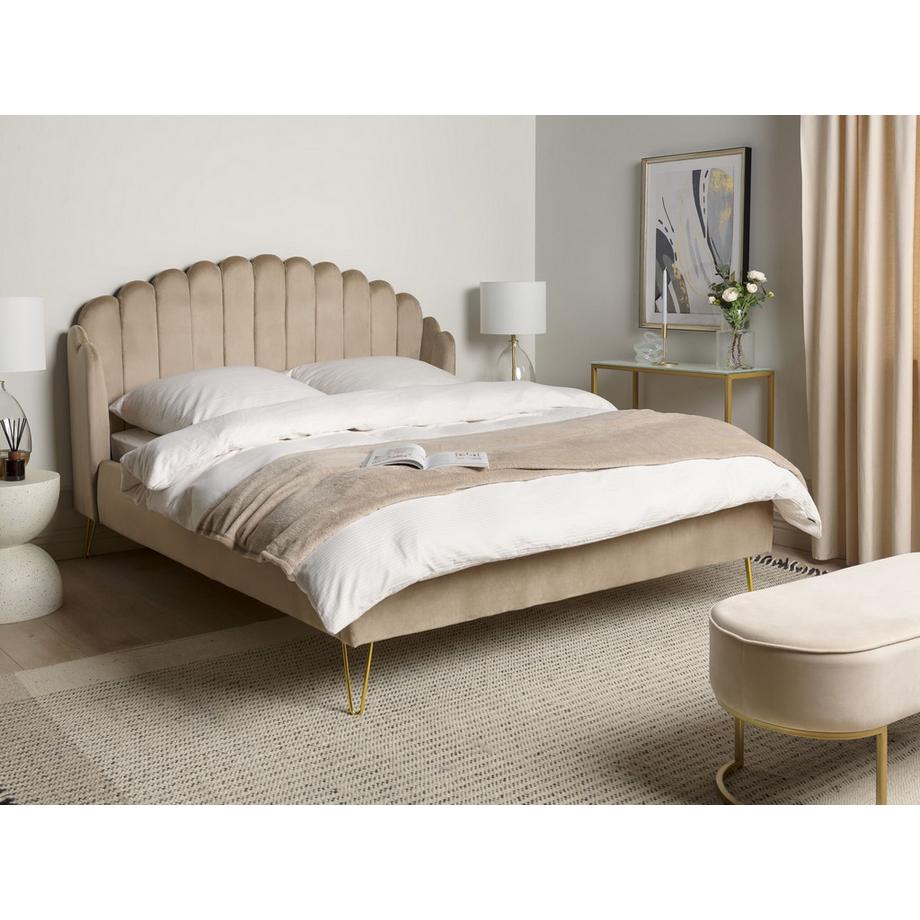 Beliani Bett mit Lattenrost aus Samtstoff  AMBILLOU  